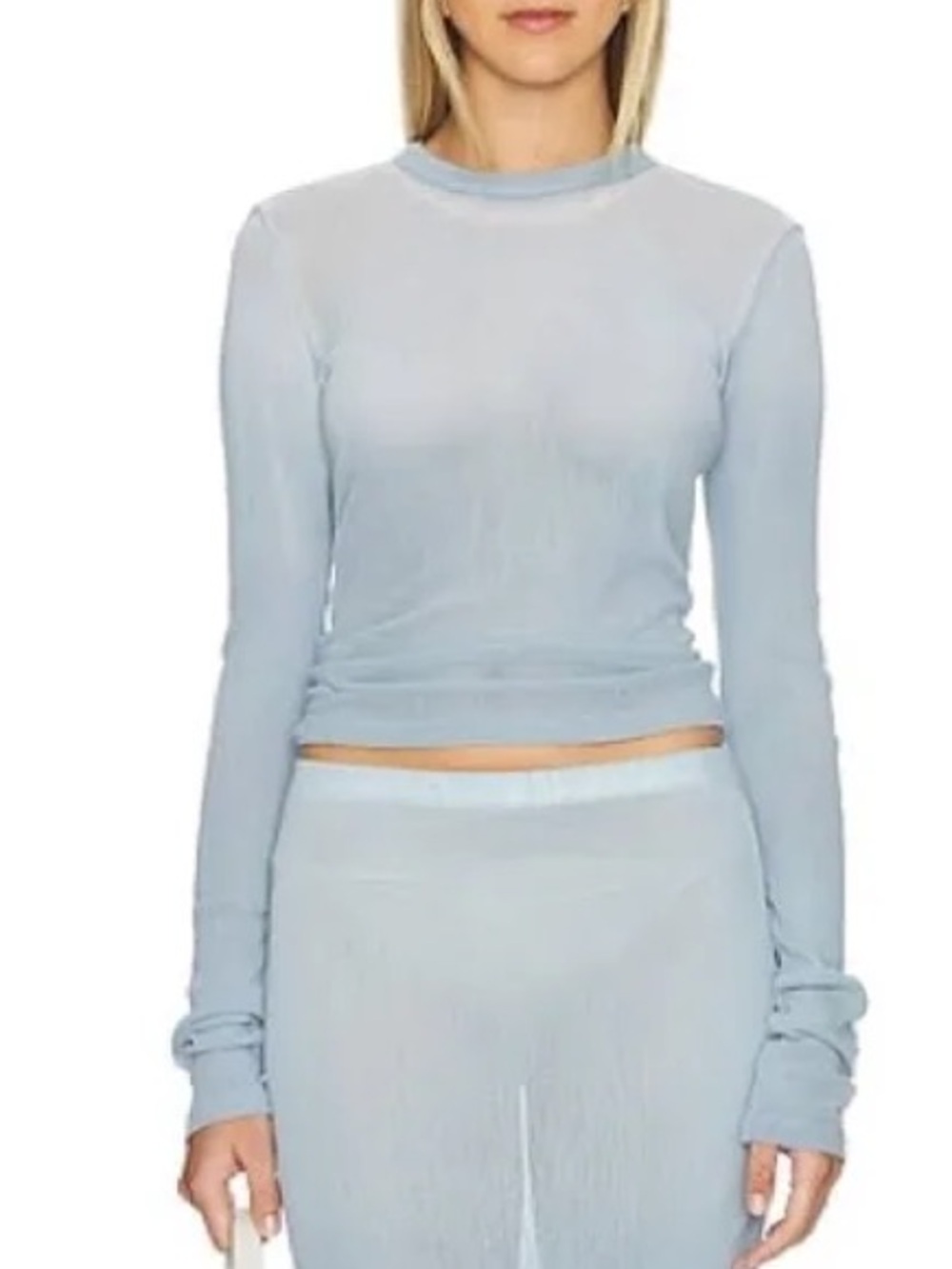 Cotton Citizen Pale Blue Ribbed Long Sleeve Top size small NWOT